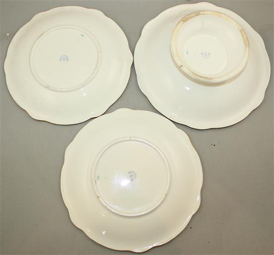 Mid 19th century Davenport part dessert service, 25cm x 15cm, plates 22.5cm(-)